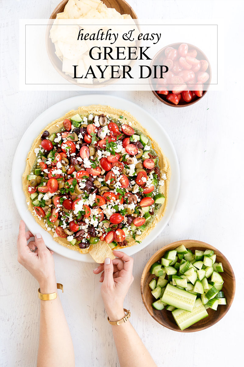 Easy & Healthy Greek Layer Dip Recipe with Hummus