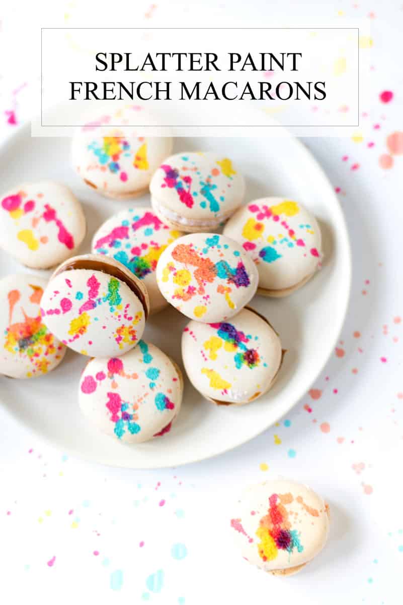 Splatter Painted French Macarons DIY with Plain Macaron Shells Recipe