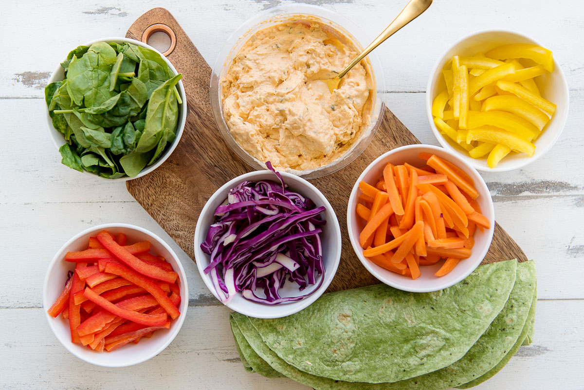 Rainbow Tortilla Pinwheels Recipe - Healthy Vegetarian Appetizer