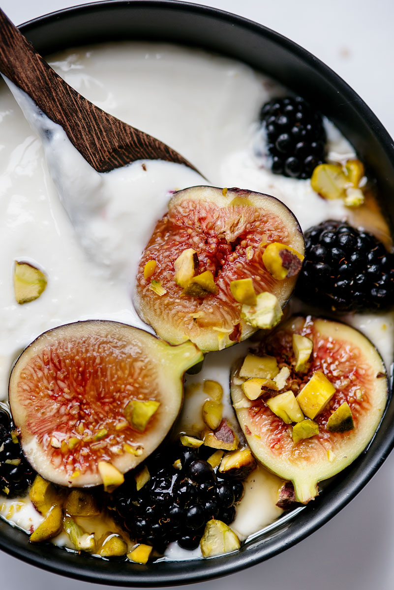 Homemade Yogurt Bowls Recipe with Fig, Honey & Pistachios